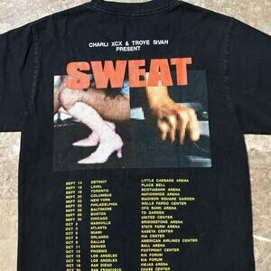 Charli XCX Troye Sivan Sweat 2024 Tour Shirt Adult S Short Sleeve Black Concert